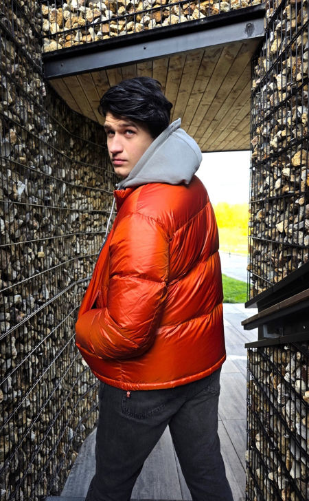 pomarańczowa kurtka puchowa Armani Exchange